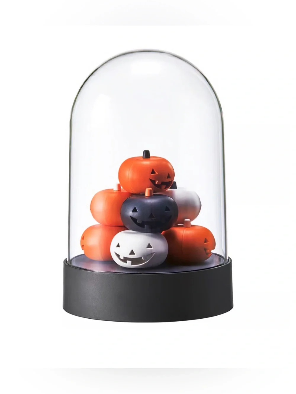 Halloween Glass Dome Pumpkin Light Decoration - Black Base